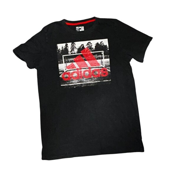 Adidas Youth Graphic Short Sleeve T-Shirt Black/Red Size L (14/16) - Picture 1 of 3